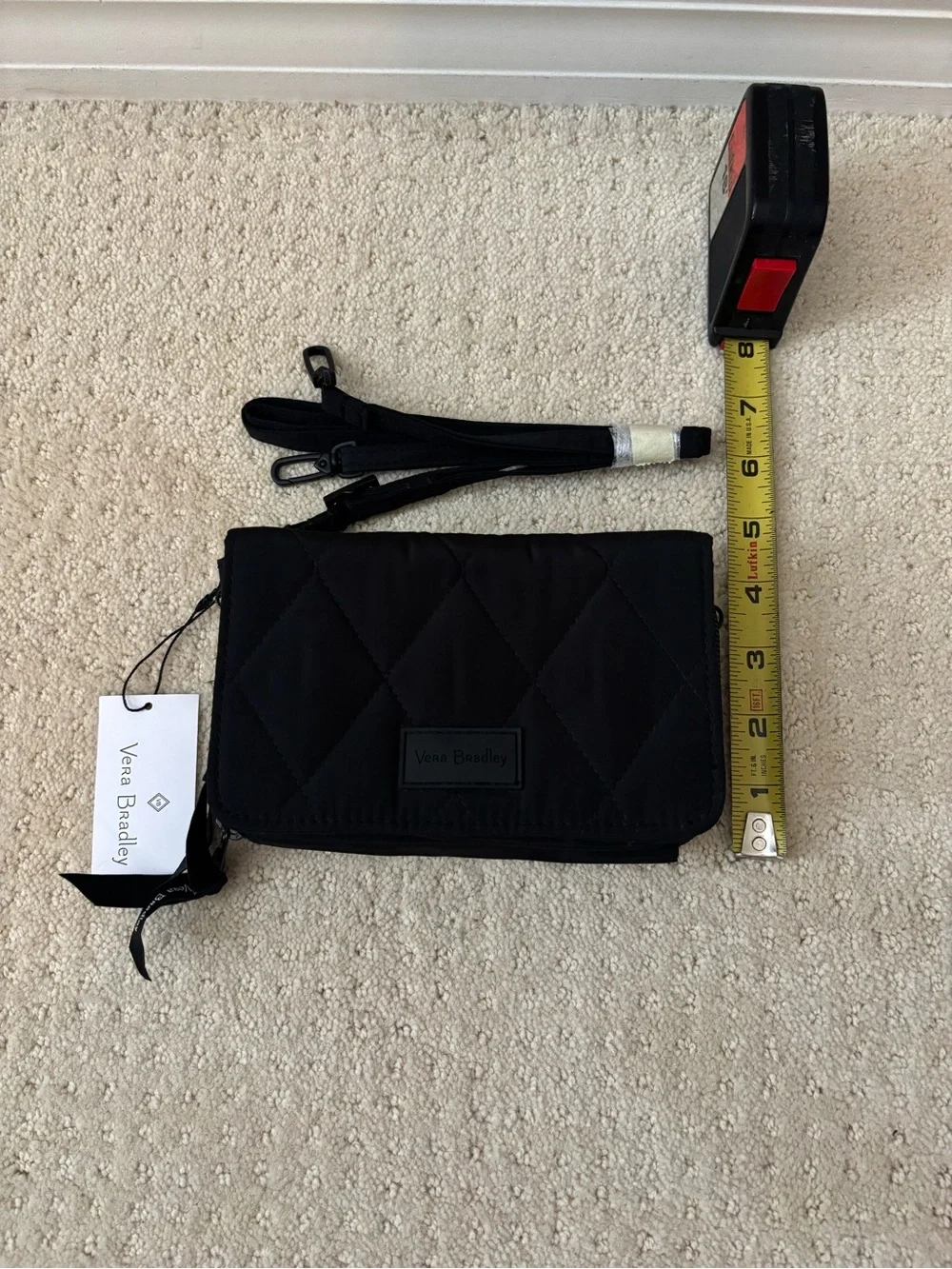 Vera Bradley Ultralight RFID 3-in-1 Black Quilted Convertible Wristlet Crossbody - Picture 8 of 10
